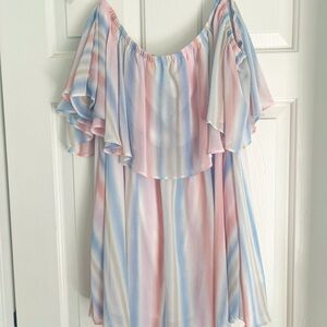 Pastel Striped Off-Shoulder Dress
